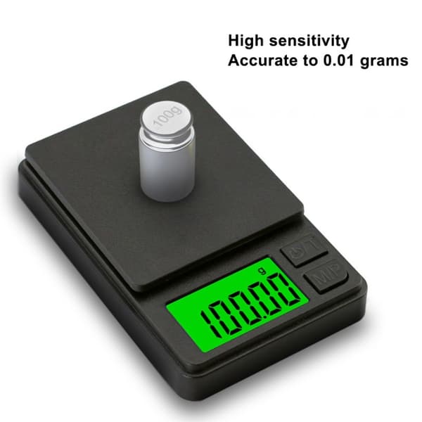 Digitalvekt Mini Kompakt Vekt 0,01 gram til 200 gram Black