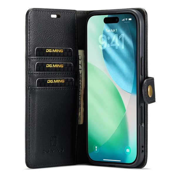 DG.MING Til iPhone Air Lommebokdeksel Avtakbart 2 i 1 - Svart Black
