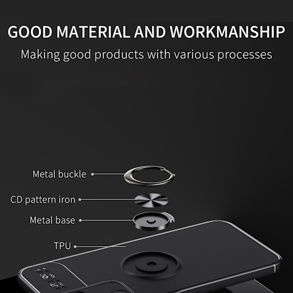 Fingerring Kickstand TPU Taske til Samsung Galaxy A15 Black