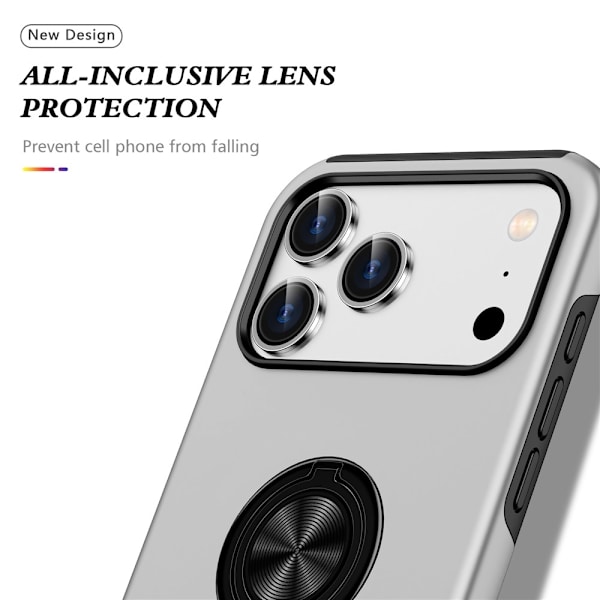 For iPhone 17 Pro Hybrid-deksel med Fingerring Silver