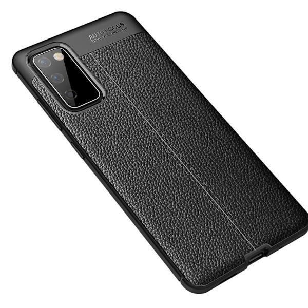 Samsung Galaxy S20 FE TPU Kotelo Kuori Litchi Tekstuuri - Musta Black
