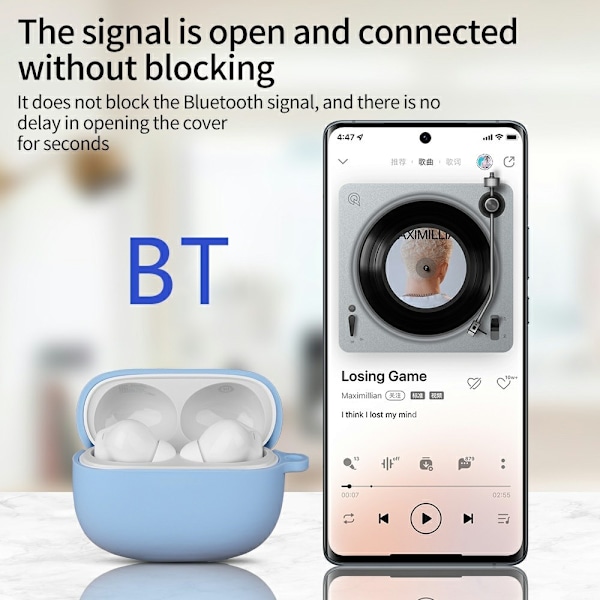 Til Xiaomi Redmi Buds 6 Pro Silikondeksel – Beskyttelsesetui med karabinkrok Blue