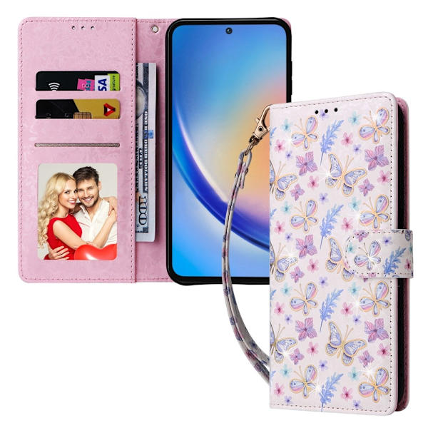 Till Samsung Galaxy A35 Plånboksfodral Blommor multifärg