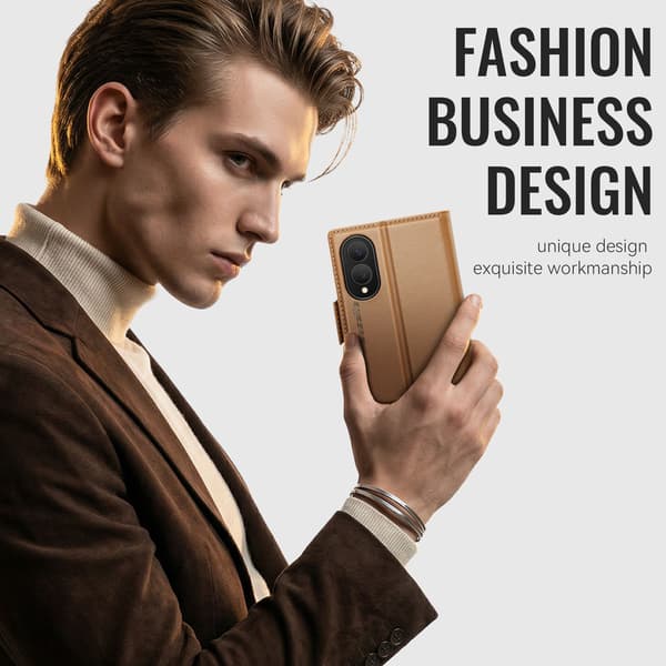 CASEME Glansigt telefonplånboksfodral till Samsung Galaxy Z Fold8 Brun