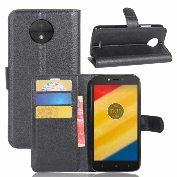 Wallet Stand Case for Motorola Moto C - Black Black