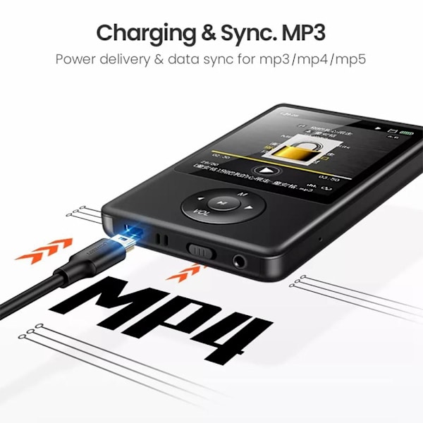 1m USB-A Hann til 5-pins Mini-USB Hann Dataoverføring Lading Black