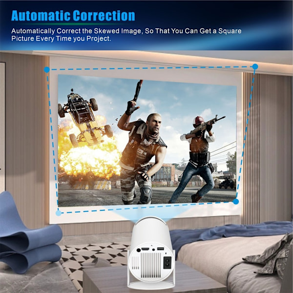 PRO-projektori Android 11.0 2.4G 5G WiFi 6 Bluetooth 5.0 1280*720P kotiteatteri White