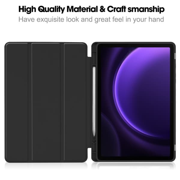 Trifoldet stativ Smart Taske til Samsung Galaxy Tab S10 Lite / S10 FE / S9 FE Black