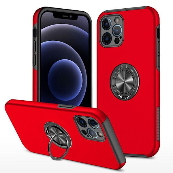 iPhone 14 Pro Finger Ring Kickstand Hybrid Case - Rød Red