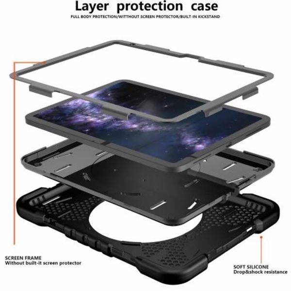 Til iPad 10.9 (2022) Stødsikker tablettaske med skulderrem Black
