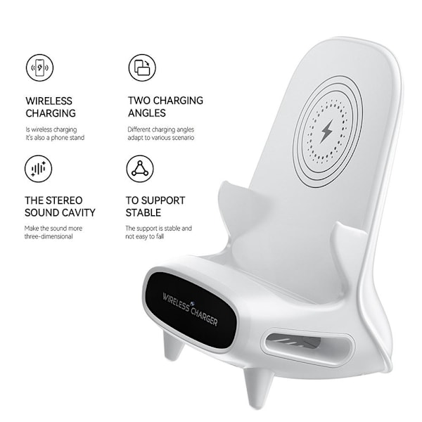 Trådløs oplader Skjult kamera Fjernovervågning 1080P HD WiFi Sikkerhedskamera White