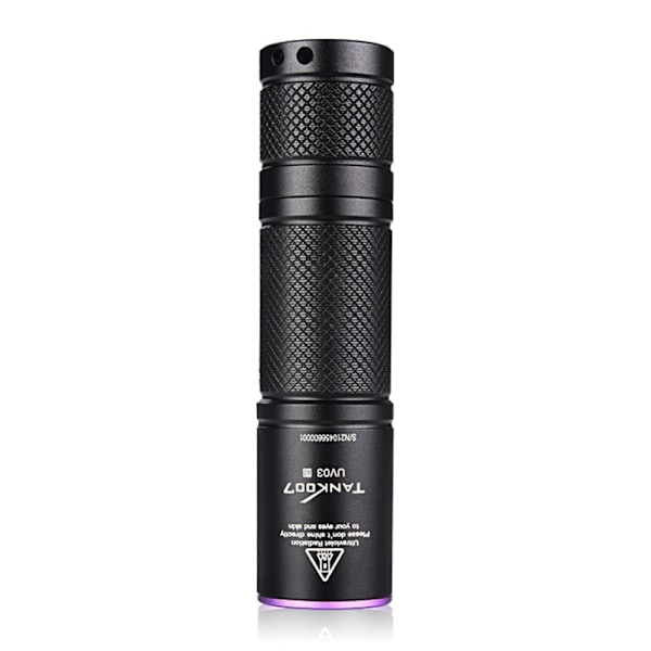 TANK007 365nm ultrafiolett lommelykt Håndholdt UV-lykt for valutaverifisering Black