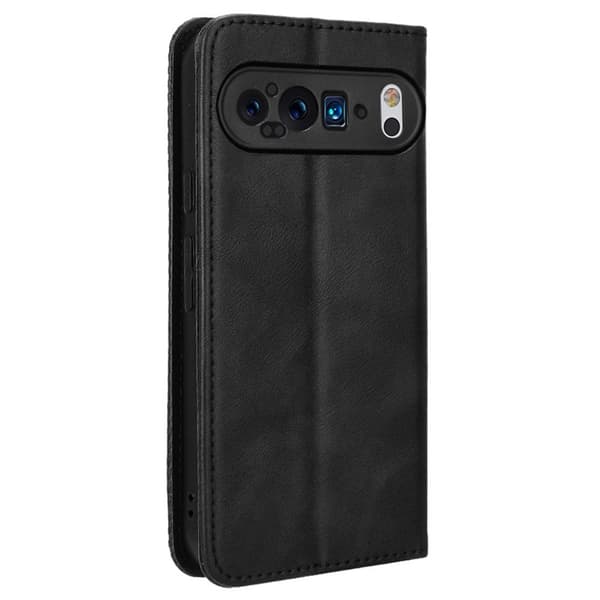 Til Google Pixel 9 Pro XL Stand Phone Case Fuld Protection Pung Cover - Sort Black