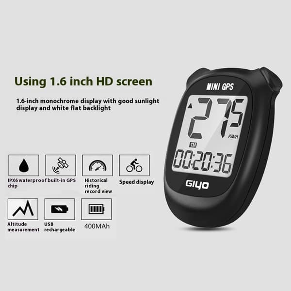 GIYO M3 Cykelcomputer GPS Vandtæt Trådløs Speedometer Kilometertæller Black
