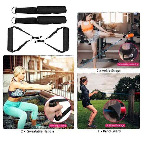 Fitness Puller Resistance Belt Training Elastic Gym Kehonrakennus Black