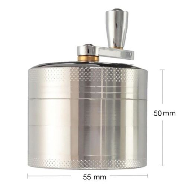 4 - lags tobakskværn Urtekrydderiknuser Røgmanual 55mm Silver