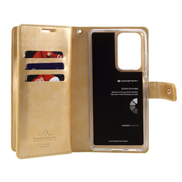 MERCURY GOOSPERY Mansoor Wallet Diary PU-nahkakotelo Samsung Galaxy S21 Ultra Gold