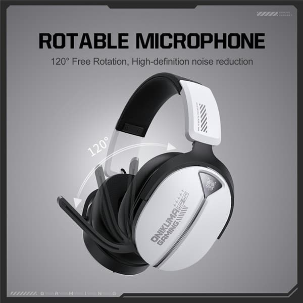 ONIKUMA GT887 Gaming Headset LED Kablede Over-Ear Hodetelefoner Mikrofon - Hvit White