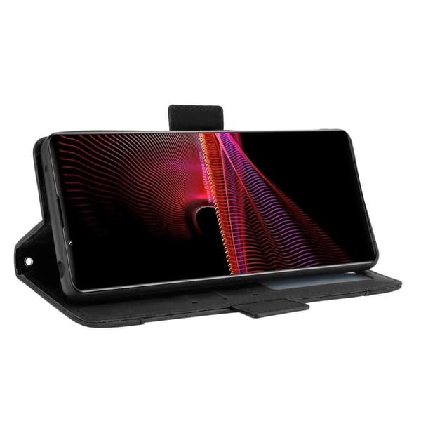 Wallet Stand Flip - telefonetui til Sony Xperia 1 III - Sort Black