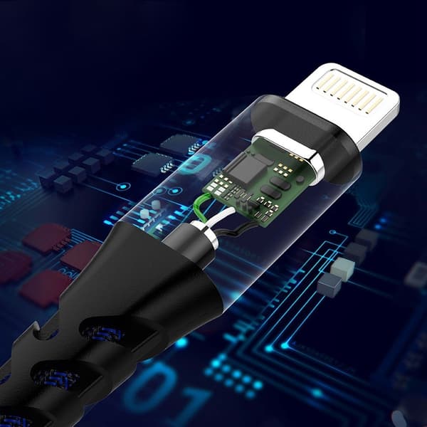 FONEMAX MFi-sertifisert 2m USB til Lightning-datakabel 3A hurtiglading Black