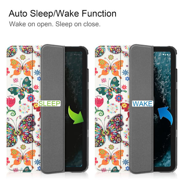 Tabletstativ Slim Fit Cover til Nokia T20 - Sommerfugle Multicolor