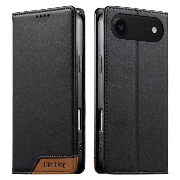 DIERFENG Til iPhone Air Lommebokdeksel RFID Beskyttelse Stativ - Svart Black