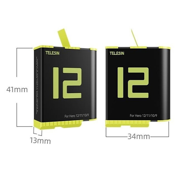 Battery for GoPro Hero 12/11/10/9 Action Camera 1750mAh Replacement Battery Black