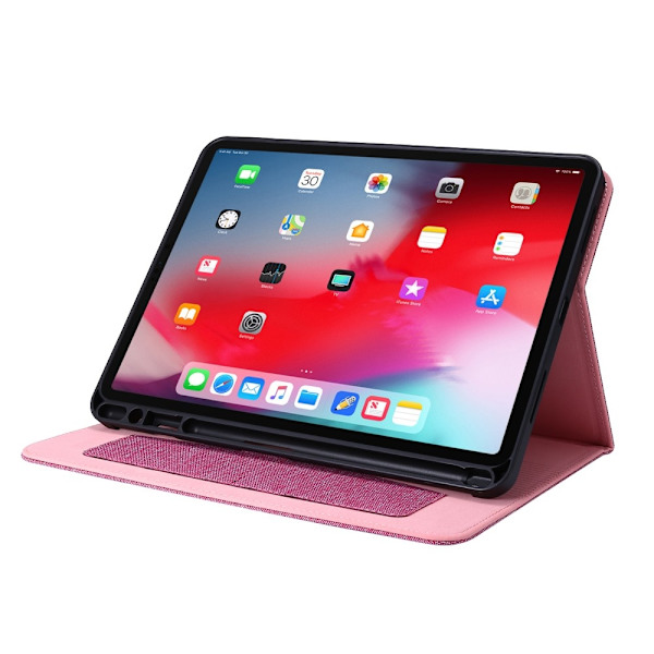 Till iPad Air 13 (2024) Vikbart fodral korthållare Tygtextur - Rosa Rosa