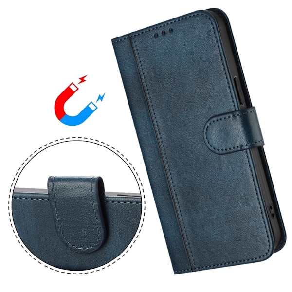 Motorola Edge 60 Pro 5G Suojakotelot Lompakko Teline Retrokuvio Nahkainen Blue