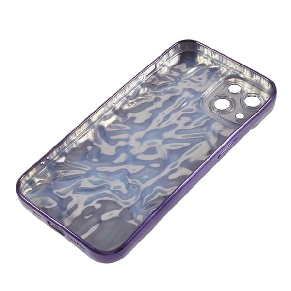 TPU-etui for iPhone 15 Plus med elektroplettering, rynket og ujevn overflate Purple