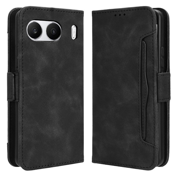 Til OnePlus Nord 4 Etui Tegnebogsstativ Retro Tekstur Telefon Cover – Sort Black