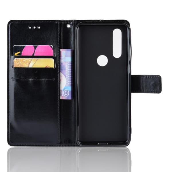 Motorola One Action Crazy Horse Lompakkoteline Black