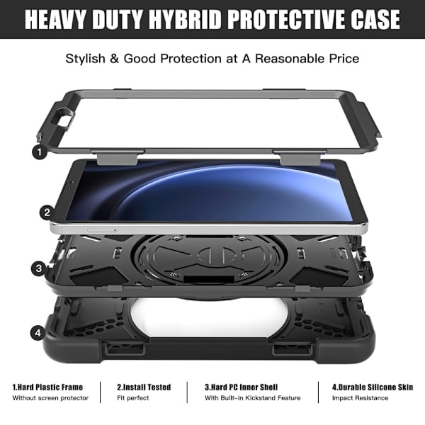 Samsung Galaxy Tab A9 Heavy Duty Armor skal Svart