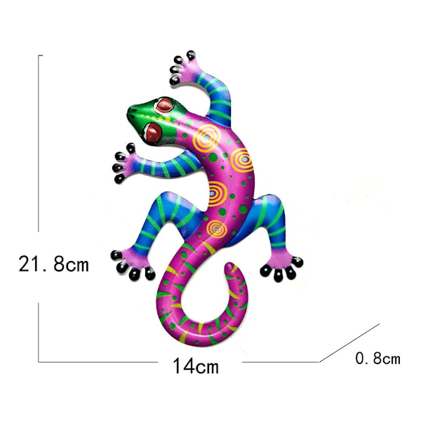 Gecko Lizard Vægskilt Have Ornament 14x21,8x0,8cm - Lyserød Pink