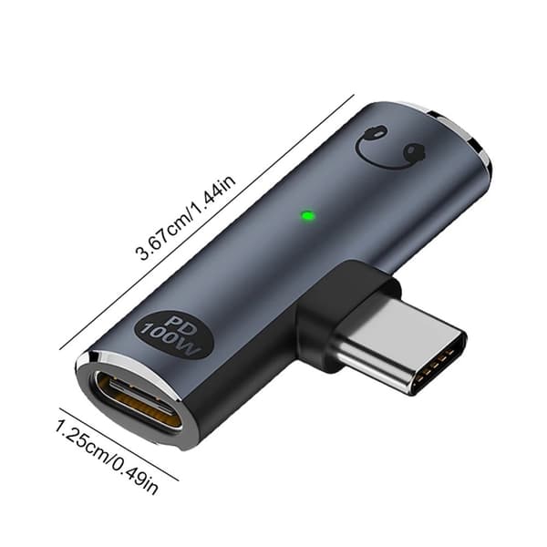 USB-C hann til 3,5 mm lyd + USB-C PD 100W ladeadapter Black