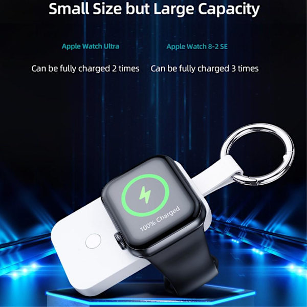 Qi Trådlös Powerbank Till Apple Watch Ultra / Series 8 7 SE 6 5 4 3 2 Vit