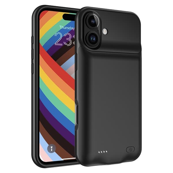 Laderetui med 7000 mAh oppladbart batteri for iPhone 16 Plus Transparent