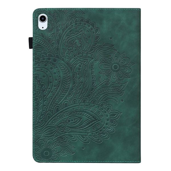 Til iPad 10.9 (2022) Tabletetui Cover Blomsterprægning - Grøn Green