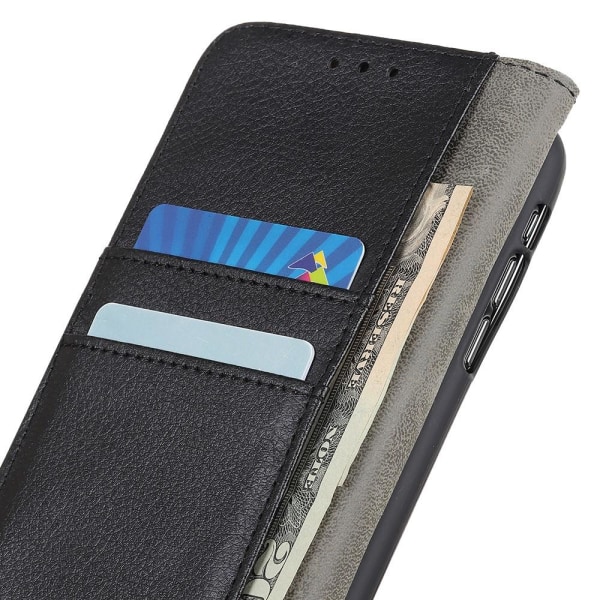 Litchi Wallet Stand Case for Nokia 7.3 Black