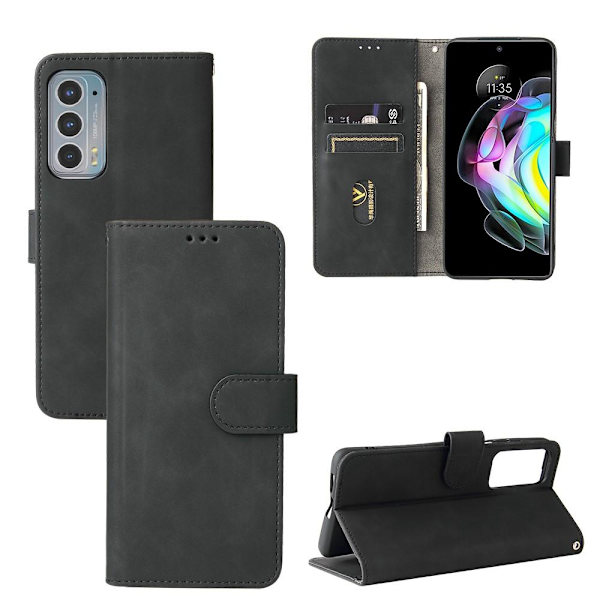 PU magnetisk tegnebog læderetui til Motorola Edge 20 Black