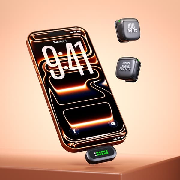 Dobbelt mikrofonsett med lavalier-støyreduksjon, USB-C, 2 mikrofoner + 1 mottaker Black