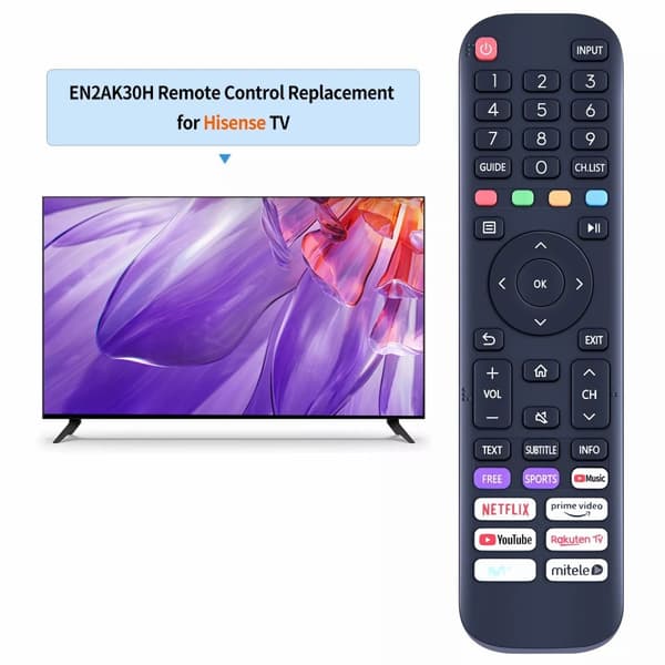 Fjernkontrollerstatning for EN2AK30H For Hisense Smart Tv Black