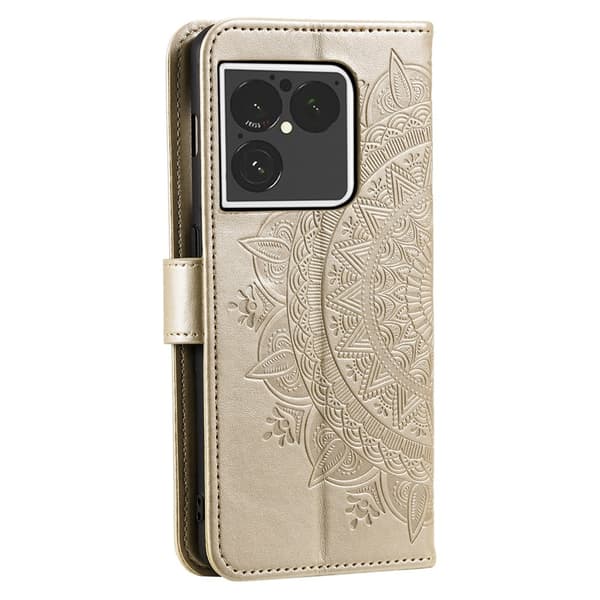 Lommebokdeksel med Stativ og Håndleddsstropp til Sony Xperia 1 VIII Gold