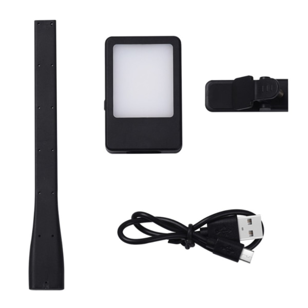 Genopladeligt læselys læselampe Clip On LED Book Light - Sort Black