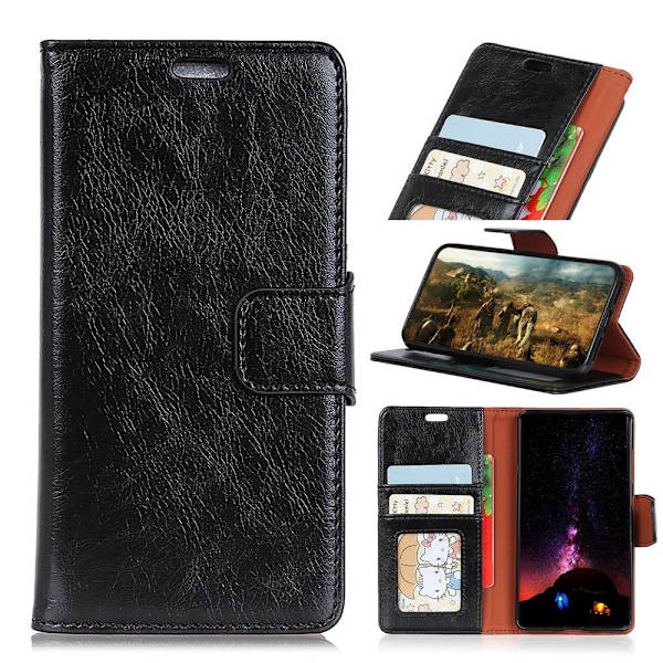 Nokia 5.1 Plus Lommebok - cover Teksturert Split - Sort Black