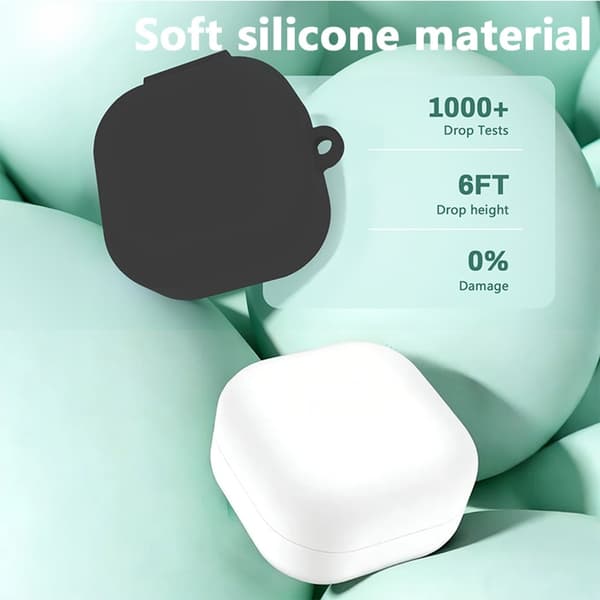 Til Samsung Galaxy Buds4 / Buds4 Pro beskyttelsesdeksel silikon karabinkrok Black