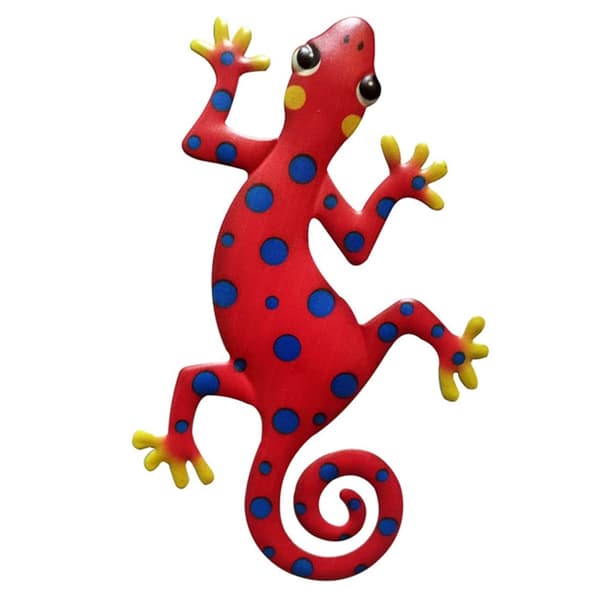 Gecko Ödla Väggdekor Trädgård prydnad 13x22cm - Röd/Blå Röd