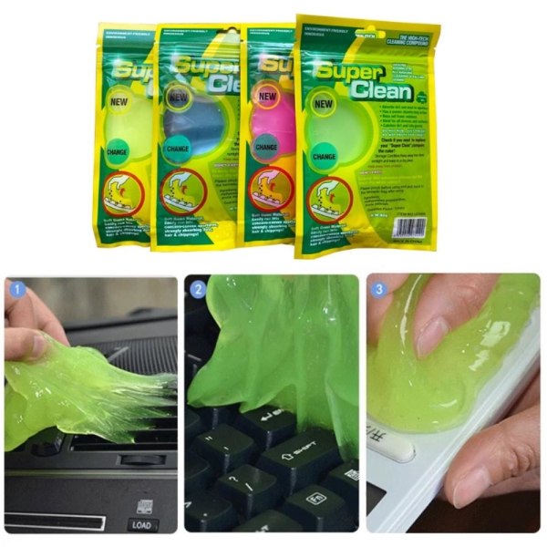 Tastaturstøvrenser Magic Sticky Gel-rengøring til pc-bil Green