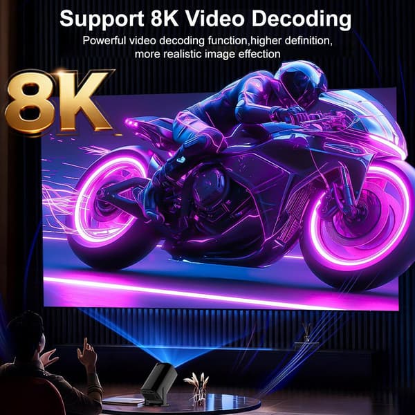 Projektor Hemmabio Videoprojektor 120 ANSI Android 14 WiFi / Bluetooth 1+8GB Svart