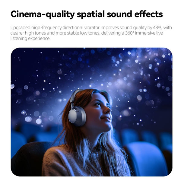 Trådløse PC Gaming Headset Støjreducerende Over-Ear Bluetooth Hovedtelefoner - Blå Blue